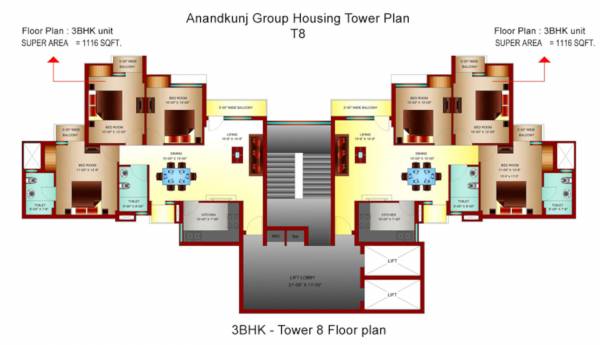Tower 8 Typical Cluster Plan anandkunj Tower 8 Typical Cluster Plan