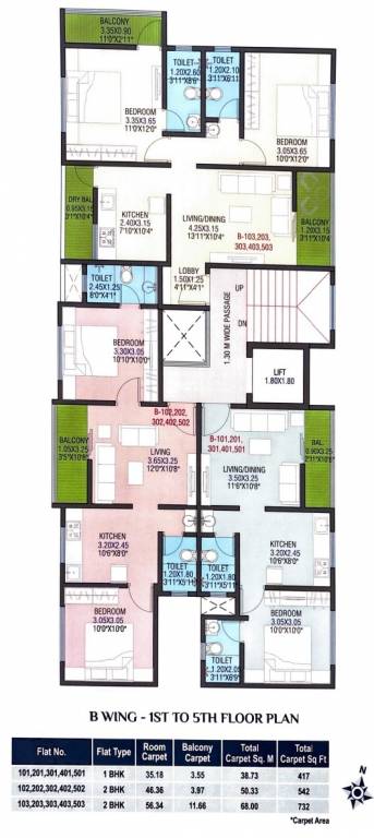  sky 2 cosmos B Building Cluster Plan from 1st to 5th Floor