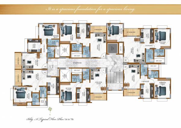  elite Building A Cluster Plan from 1st to 7th Floor