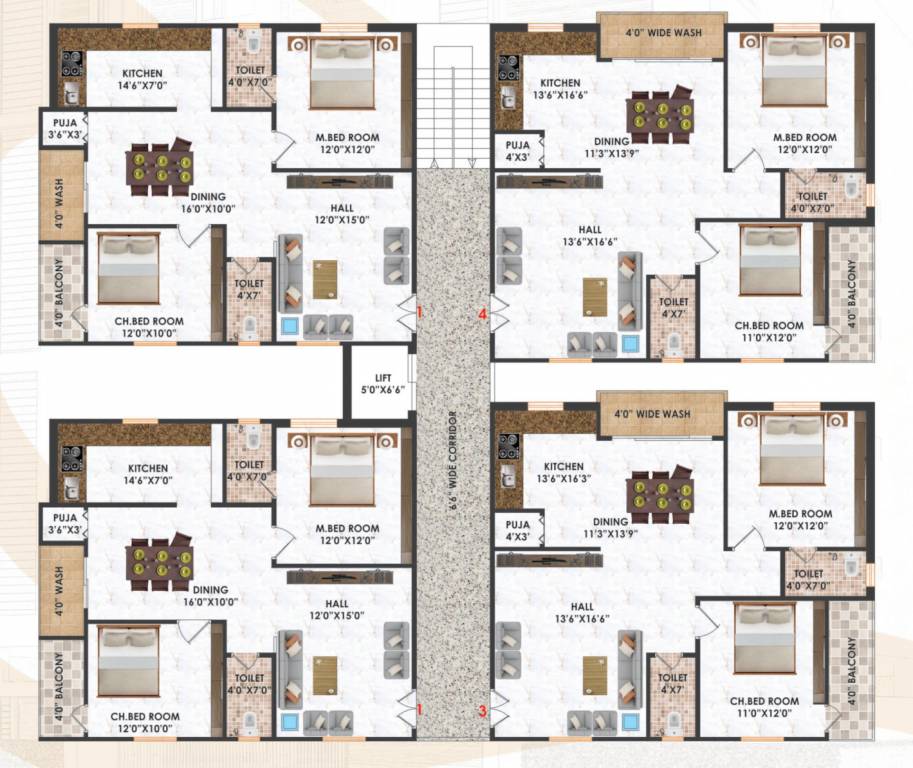  brindavan Block A Cluster Plan from 1st to 5th Floor