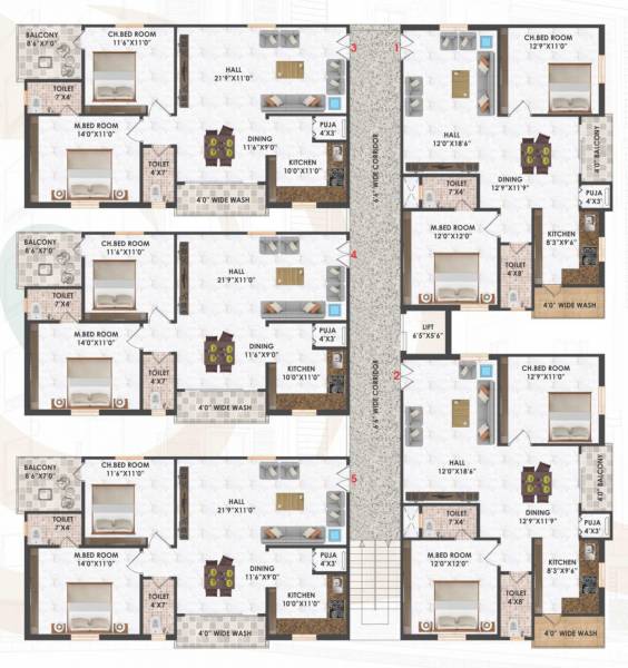  brindavan Block C Cluster Plan from 1st to 5th Floor