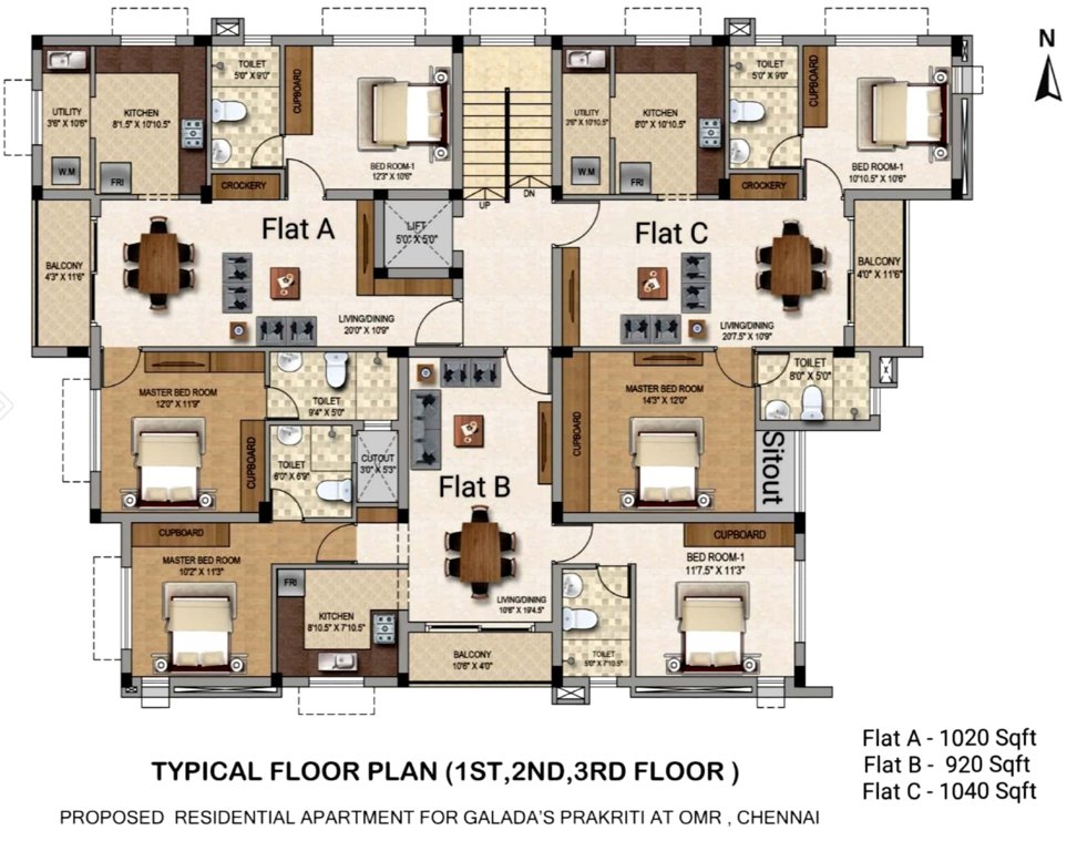  prakriti Prakriti Cluster Plan from 1st to 3rd Floor