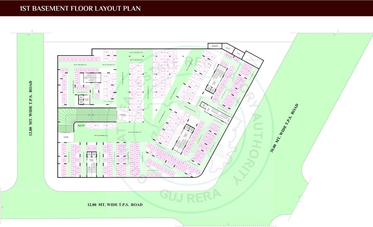  rudraksha A To D Cluster Plan For 1st Basement Floor
