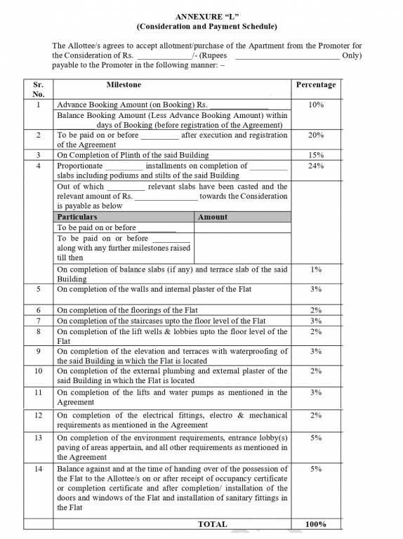 westgate-phase-1 Construction Linked Payment (CLP) Payment Plan