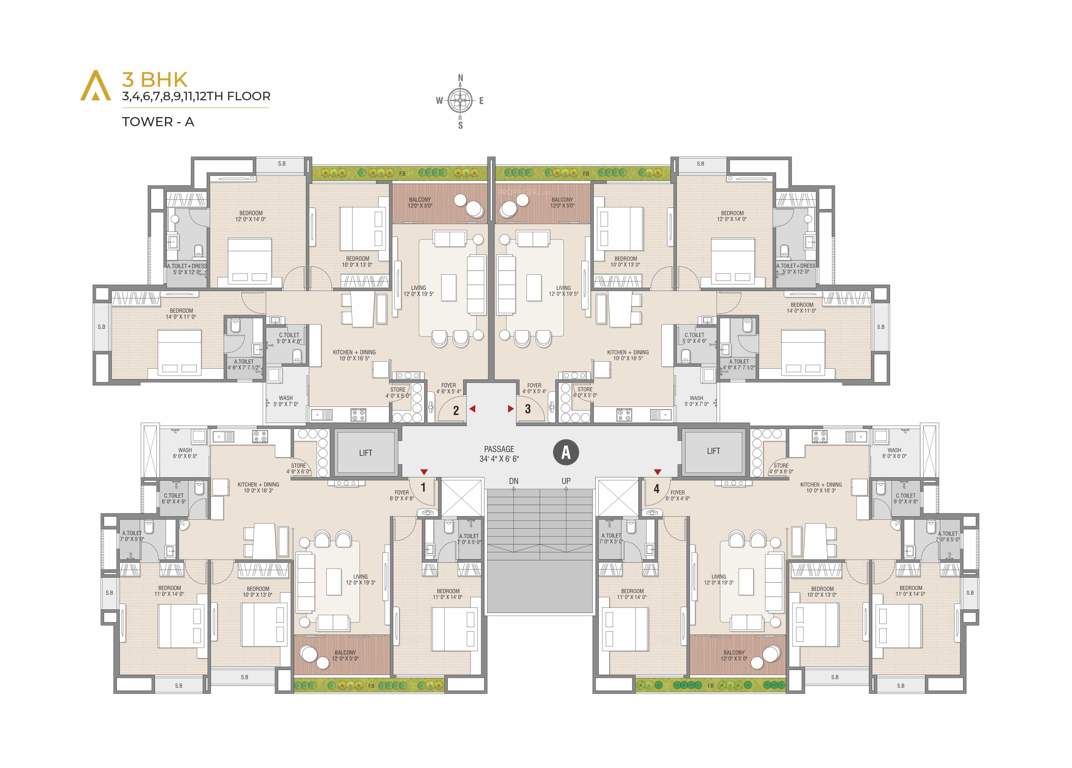  altura Block A1 Cluster Plan for Typical Floor