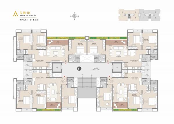 Block B1 And B2 Cluster Plan for Typical Floor altura Block B1 And B2 Cluster Plan for Typical Floor