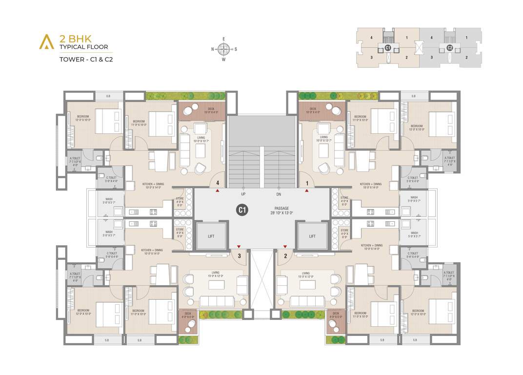  altura Block C1 And C2 Cluster Plan for Typical Floor