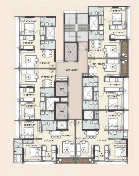  nexus A Wing Cluster Plan from 1st to 18th Floor