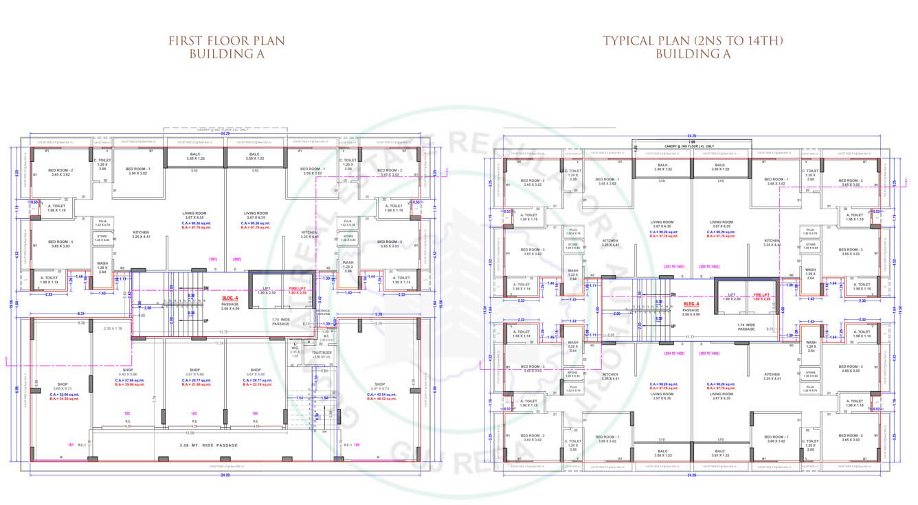  kailash avenue Block A Cluster Plan from 1st to 14th Floor