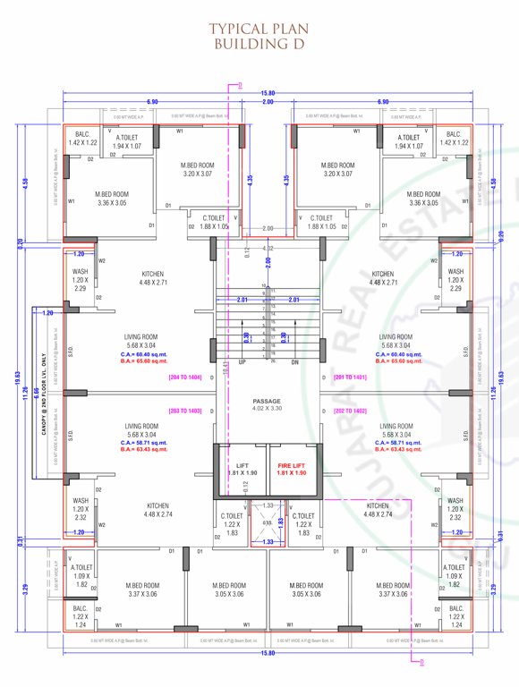  kailash avenue Block D Cluster Plan from 2nd to 14th Floor