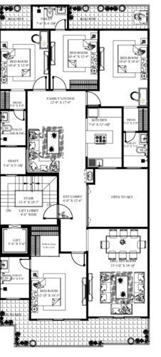  floor-with-terrace-sushant-lok-1 Floor With Terrace Sushant Lok 1 Cluster Plan from 1st to 4th Floor