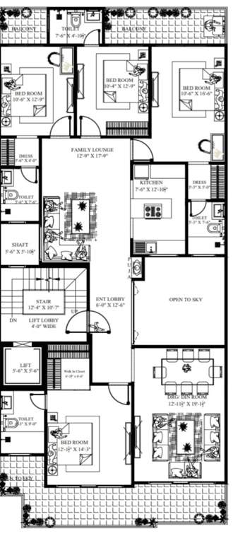  floor with terrace sushant lok 1 Floor With Terrace Sushant Lok 1 Cluster Plan from 1st to 4th Floor