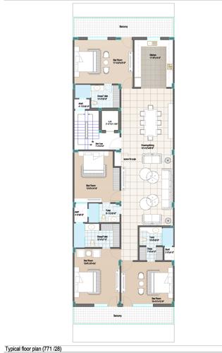  350-sq-yard 350 Sq Yard Cluster Plan from 1st to 4th Floor