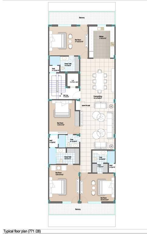  350 sq yard 350 Sq Yard Cluster Plan from 1st to 4th Floor