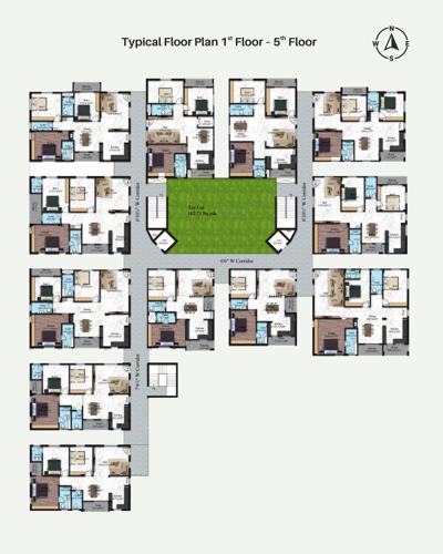  red-oaks-apartment Red Oaks Apartment Cluster Plan from 1st to 5th Floor