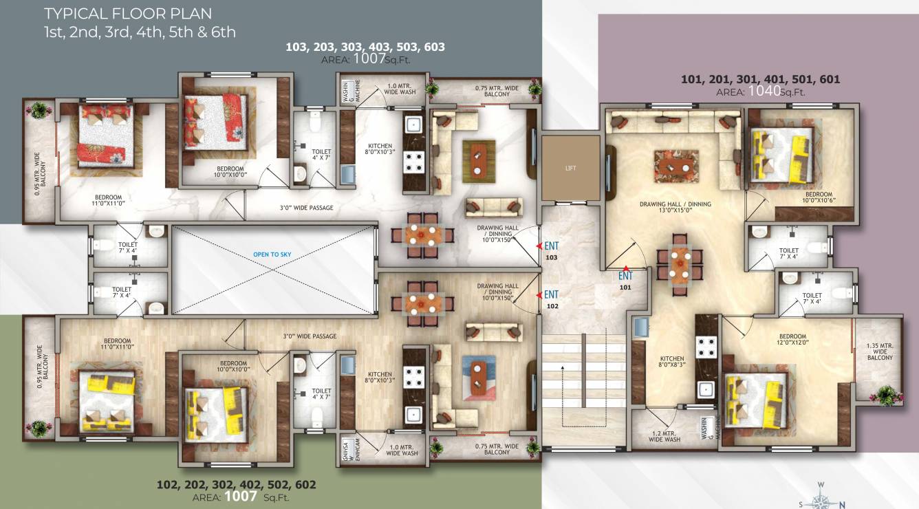  shree narayan enclave Shree Narayan Enclave Cluster Plan For Typical Floor Plan