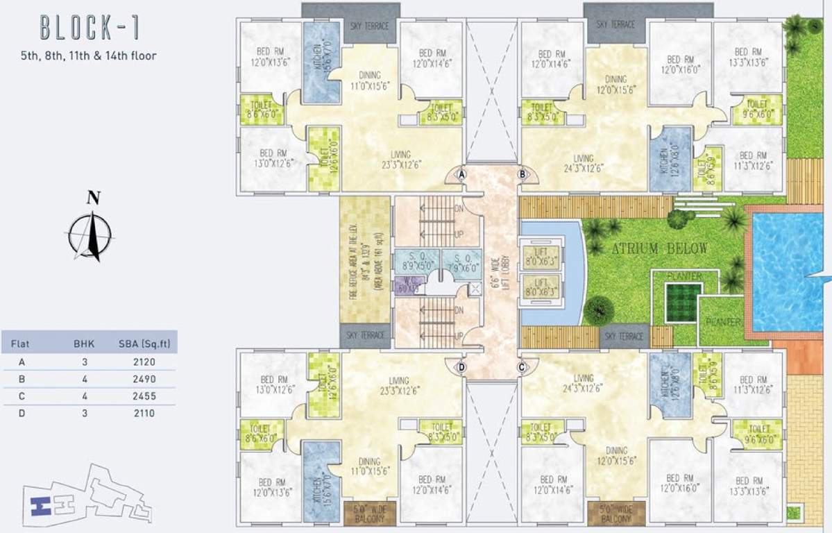  dream one block 1 & 2 Block 1 Cluster Plan For 5th, 8th, 11th & 14th  Floor