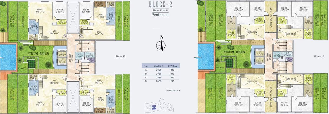  dream one block 1 & 2 Block 2 Cluster Plan For 13th & 14th Floor