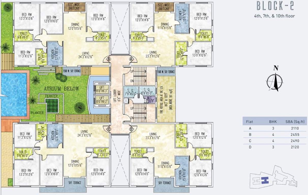  dream one block 1 & 2 Block 2 Cluster Plan For 4th, 7th & 10th Floor