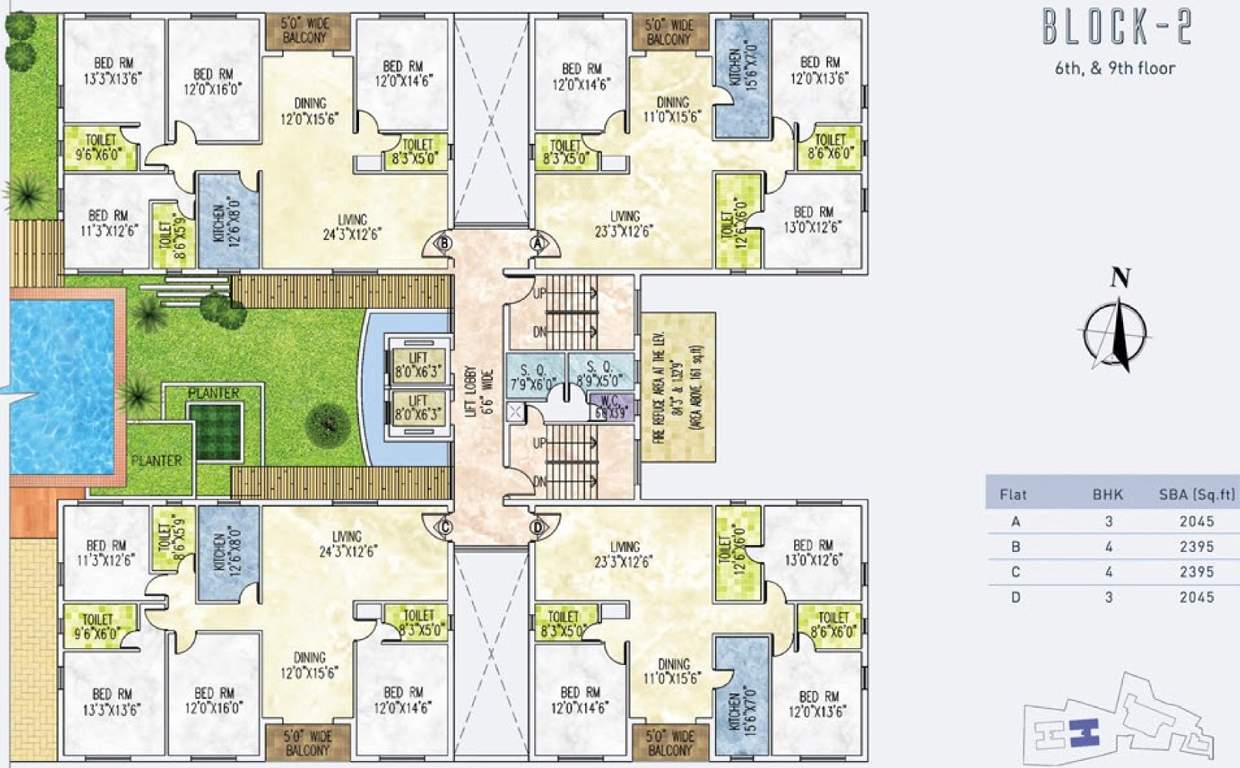  dream one block 1 & 2 Block 2 Cluster Plan For 6th & 9th Floor
