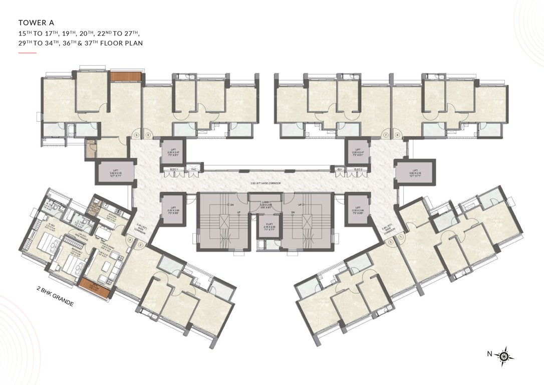 kalpataru advay Wing A Cluster Plan from 15th to 37th Floor