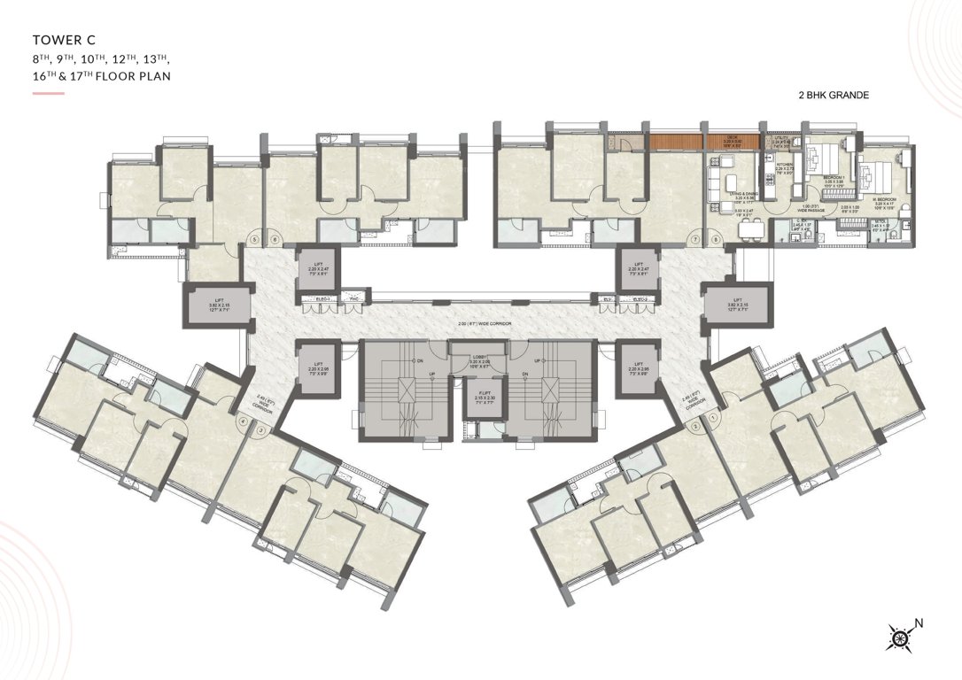 kalpataru advay Wing A Cluster Plan from 8th to 13th Floor