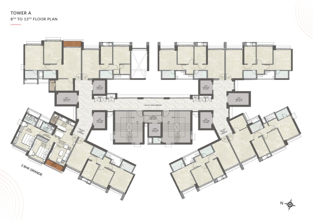 kalpataru advay Wing A Cluster Plan from 8th to 13th Floor