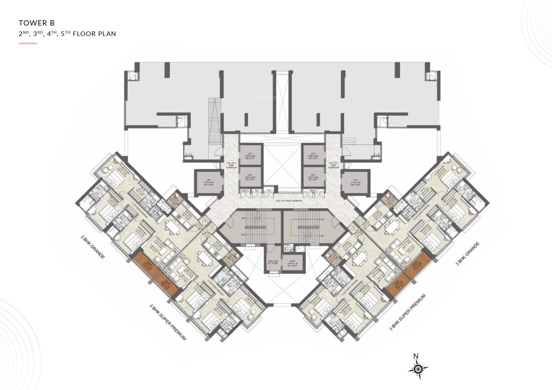kalpataru advay Wing B Cluster Plan from 2nd to 5th Floor