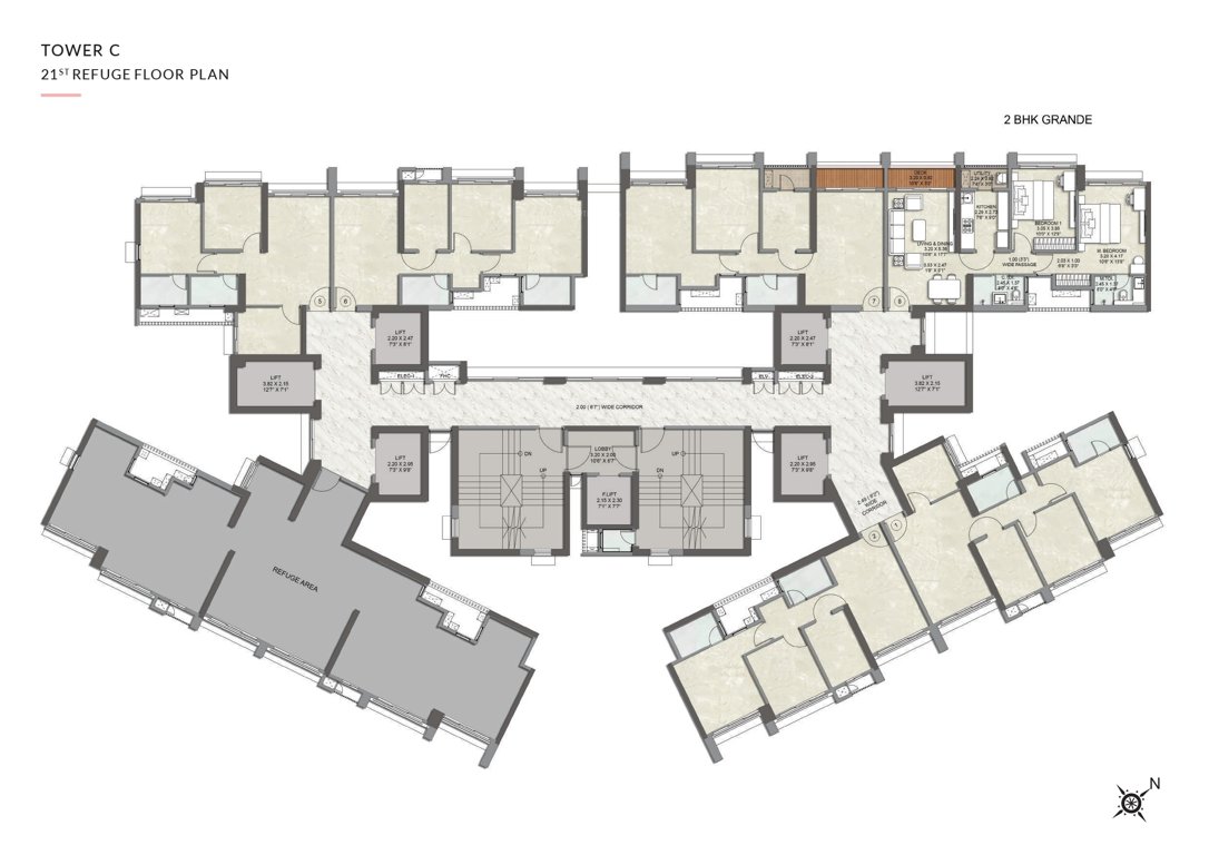 kalpataru advay Wing C Cluster Plan for 21th Floor
