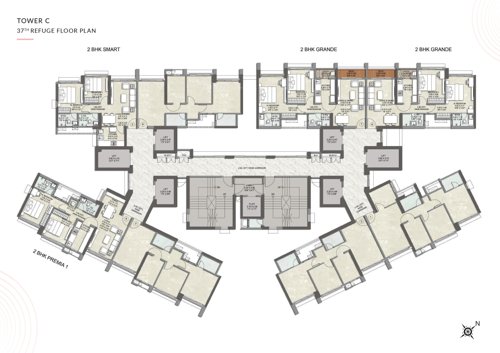  kalpataru-advay Wing C Cluster Plan for 37th Floor