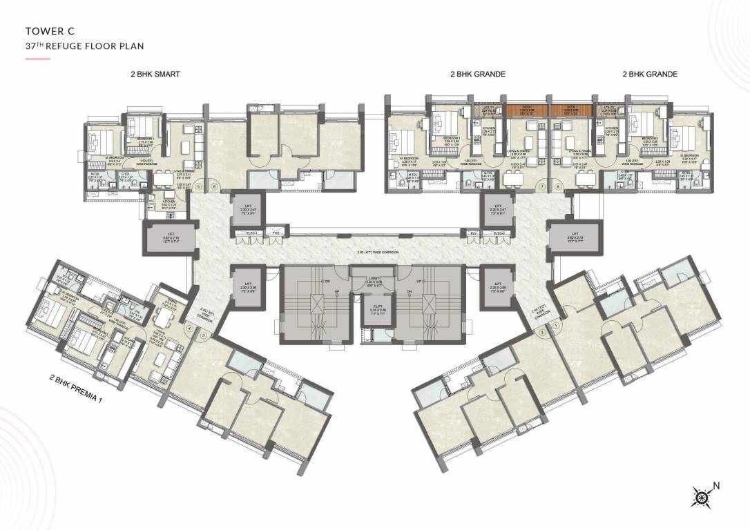 kalpataru advay Wing C Cluster Plan for 37th Floor