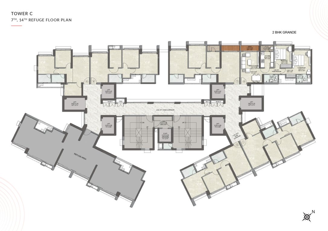 kalpataru advay Wing C Cluster Plan from 7th And14th Floor