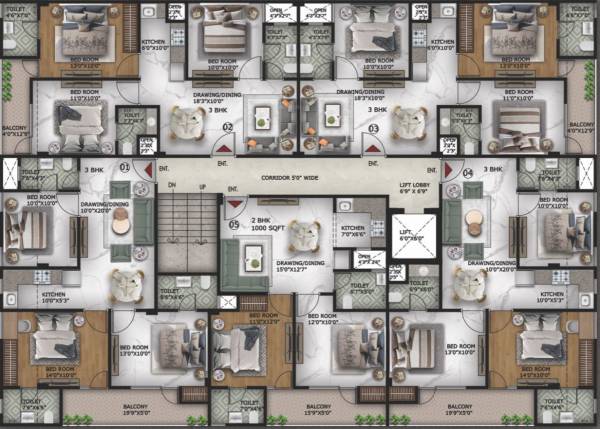  107 107 Cluster Plan From 1st To 5th Floor