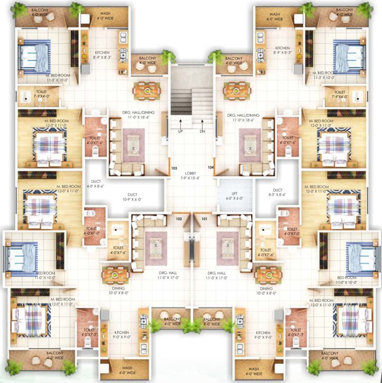 rajat plaza Rajat Plaza Cluster Plan For Typical Floor Plan