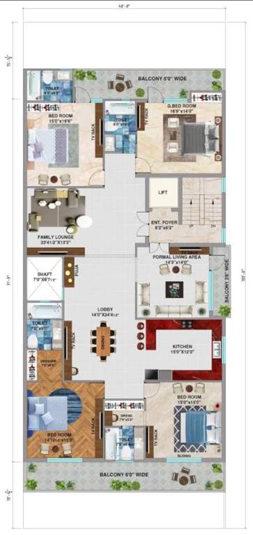  rich elegant floors 472 sq yard RR Rich Elegant Floors 472 Sq Yard Cluster Plan from 1st to 4th Floor