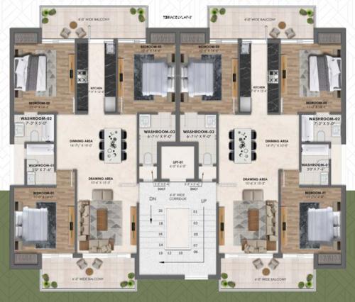  golden-era-homes Residential Flats Block4 To Block 28 Cluster Plan from 1st to 4th Floor