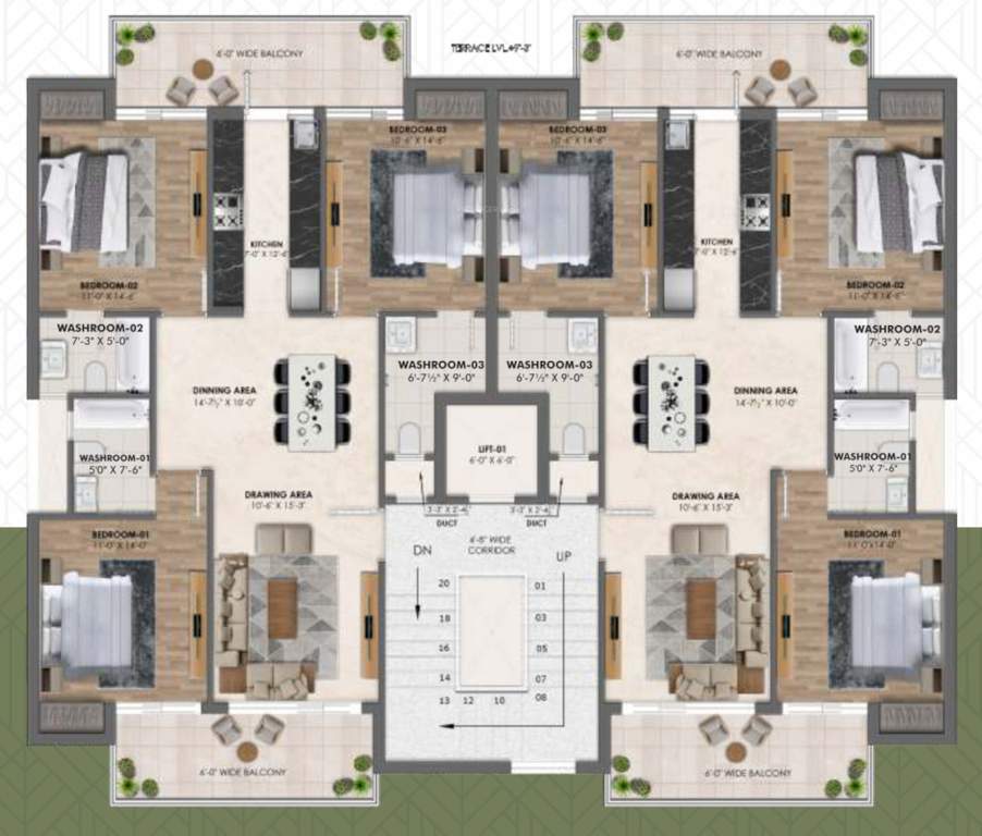  golden era homes Residential Flats Block4 To Block 28 Cluster Plan from 1st to 4th Floor