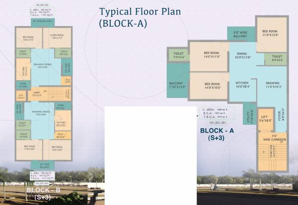  essen-raj-manohar-residency Block A Cluster Plan  For Typical Floor Plan