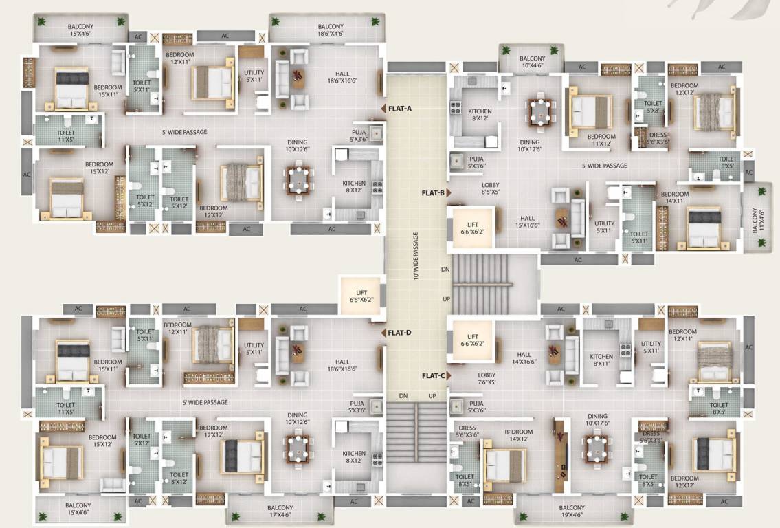  piya elite Block E Cluster Plan From 1st To 14th Floor