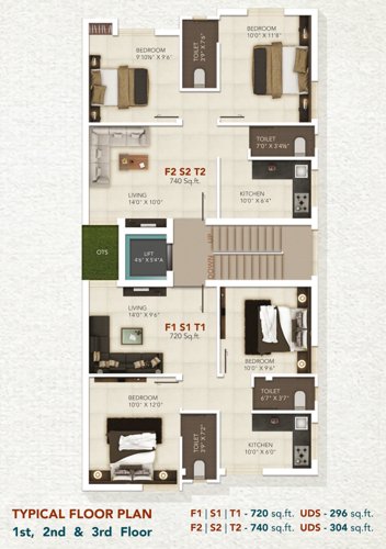  lake-view KVR Lake View Cluster Plan from 1st to 3rd Floor