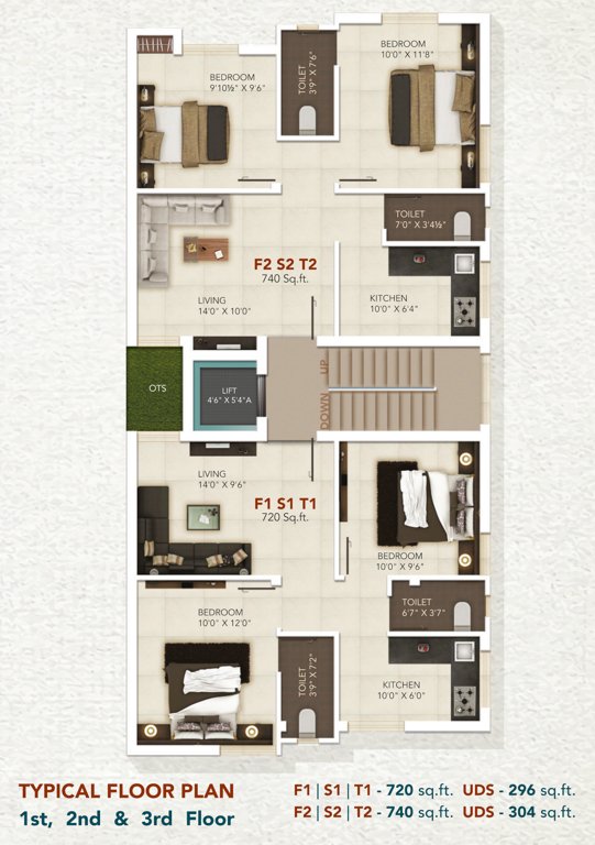  lake view KVR Lake View Cluster Plan from 1st to 3rd Floor