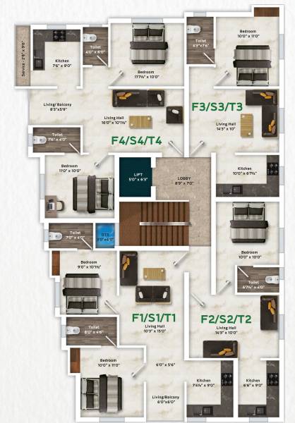  sri-padmavathi Sri Padmavathi Cluster Plan For Typical Floor Plan