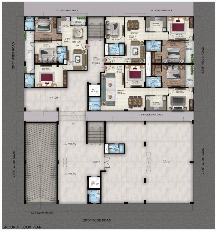 sunwest homes 107 Tower A Cluster Plan for ground Floor