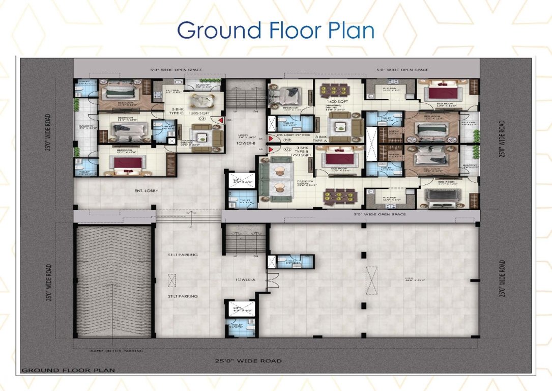 sunwest homes 107 Tower A And Tower B Cluster Plan for ground Floor