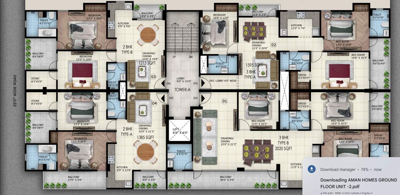 sunwest homes 107 Tower A Cluster Plan from 1st to 5th Floor