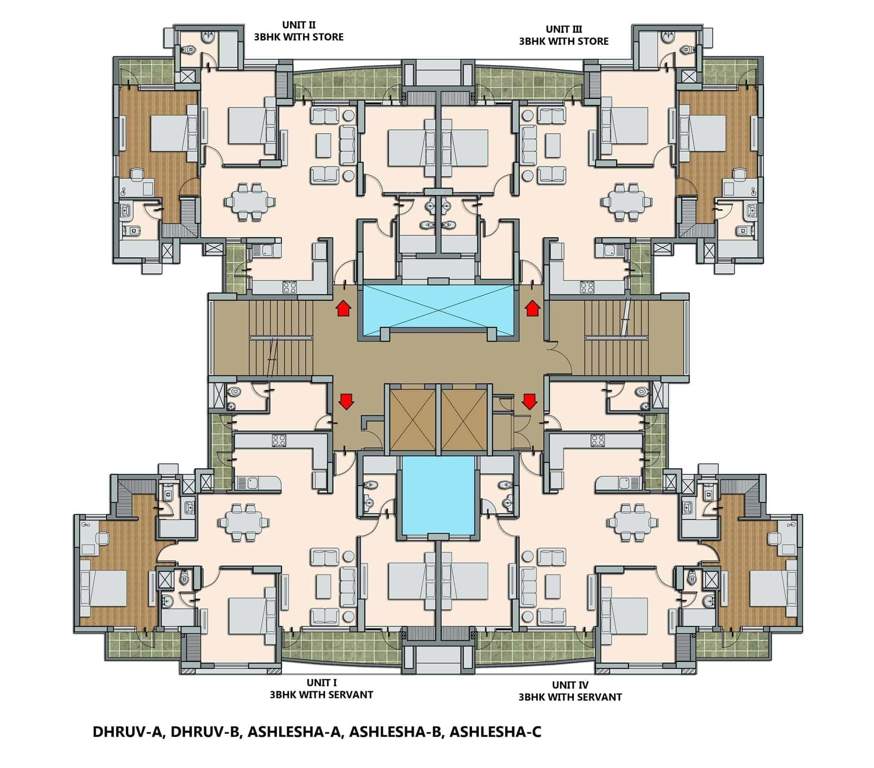  aadyant phase 1 Ashlesha A, B And C Cluster Plan from 1st to 24th Floor