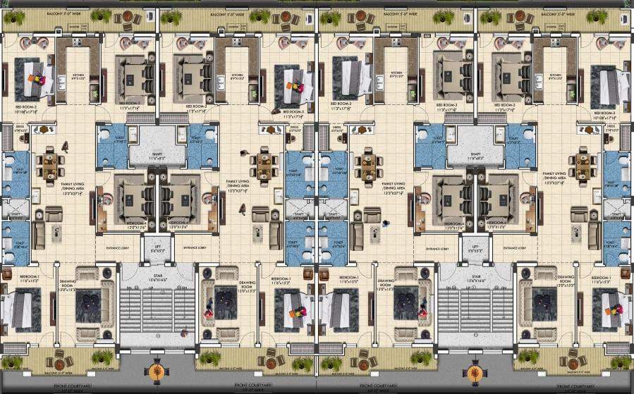  modern floors 303 sq yard Modern Floors 303 Sq Yard Cluster Plan For Typical Floor Plan