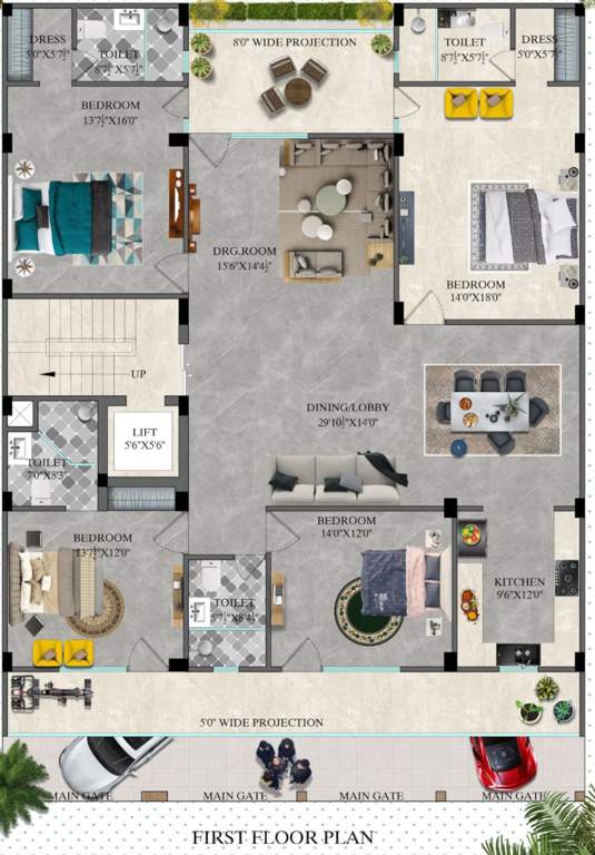 luxury floors 275 sq yard RR Luxury Floors 275 Sq Yard Cluster Plan For 1st Floor