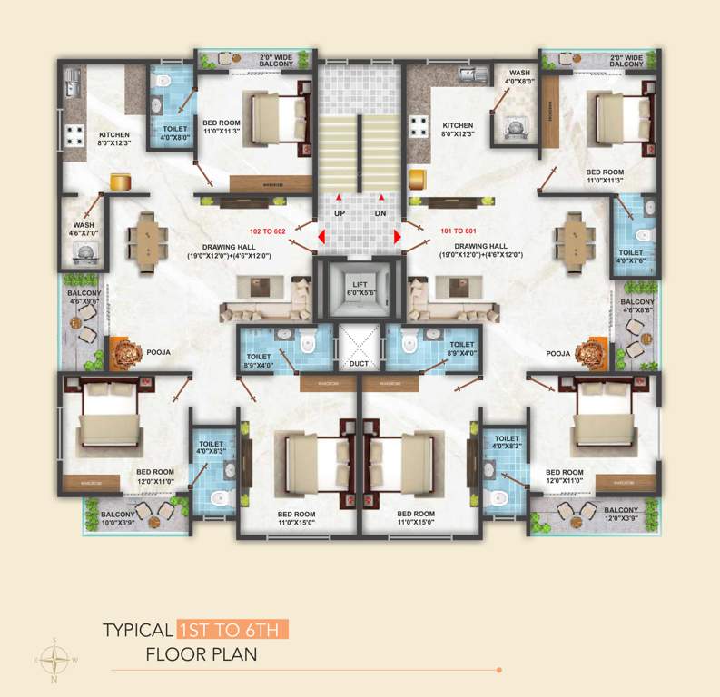 elites park view 29 Elites Park View 29 Cluster Plan from 1st to 6th Floor