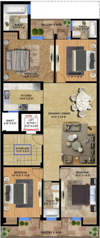luxury builder floors by swastik 6 255 Sqyd Imperial By Swastik Cluster Plan For Typical Floor Plan